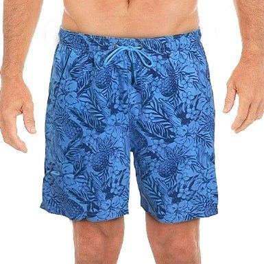 Uzzi Printed Washed Microfiber Shorts - Pineapple