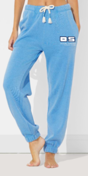 Ladies Burnout Fleece Sweatpants Capri Blue