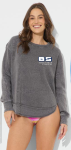 Ladies Burnout Round Hem Crewneck Steel Grey