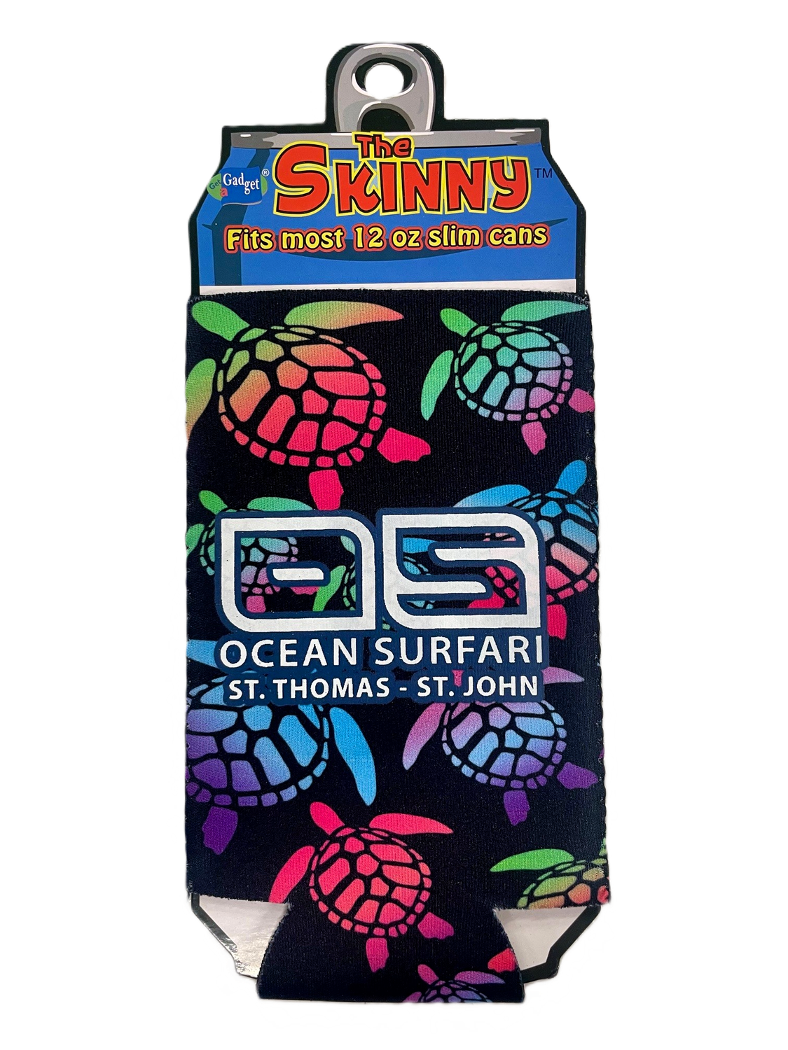 O/S USVI Skinny Can Koozie, Color: BLKN Turtle