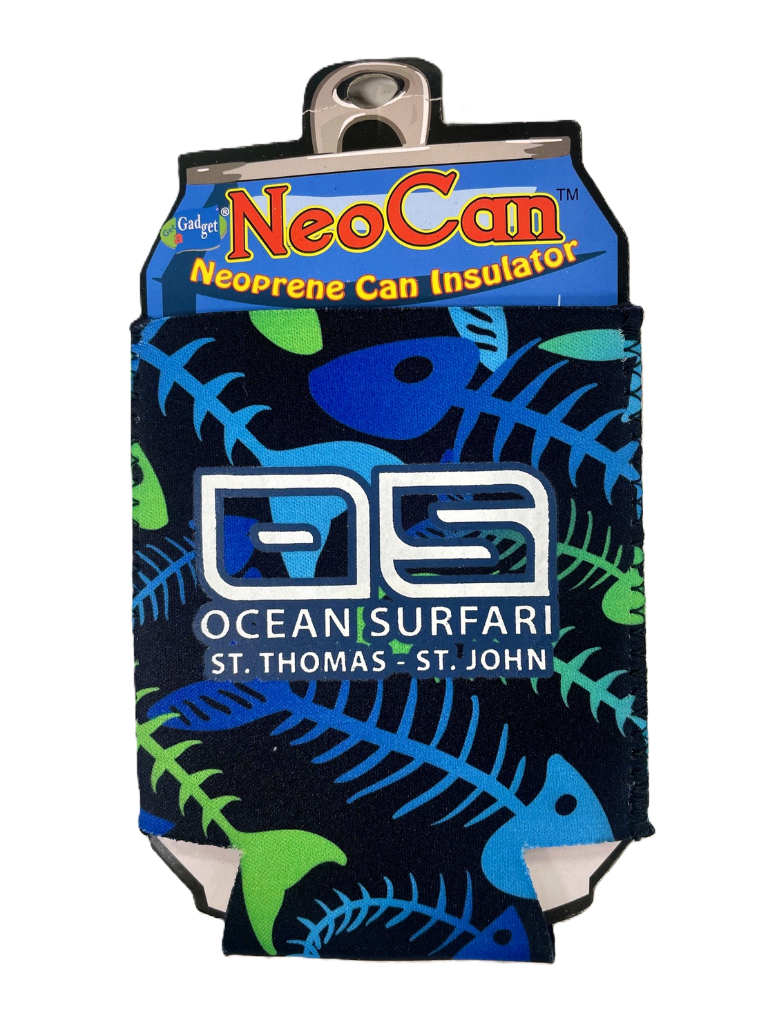 O/S  USVI Can Koozie, Color: BLKN Fishbone