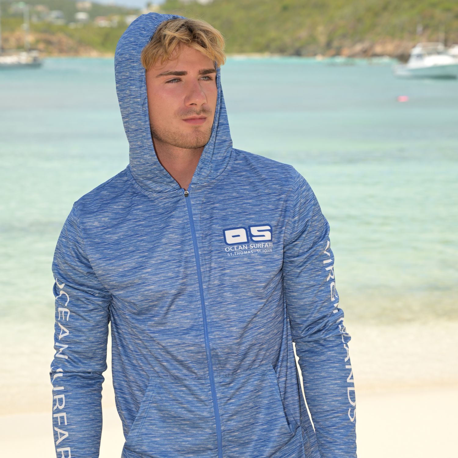 OS SPF 50+ Performance F/Z Men&#39;s LS SB HPeri Blue