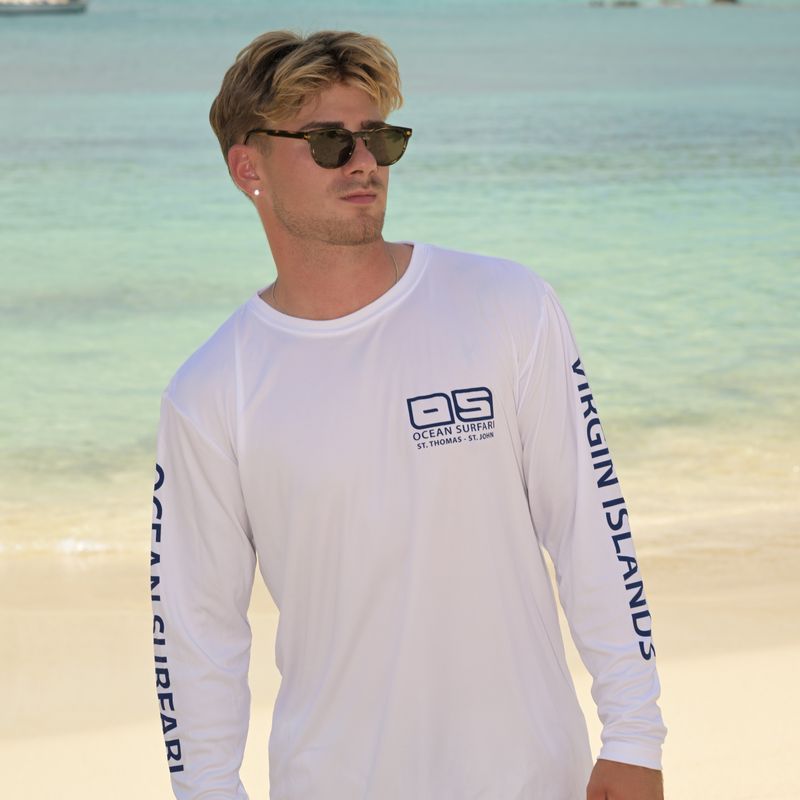 D OS USVI SPF 50+ Perf Men's LS White
