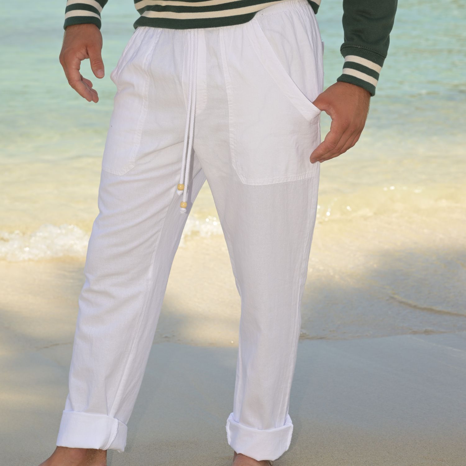 Men&#39;s Classic Draw String Pants - White