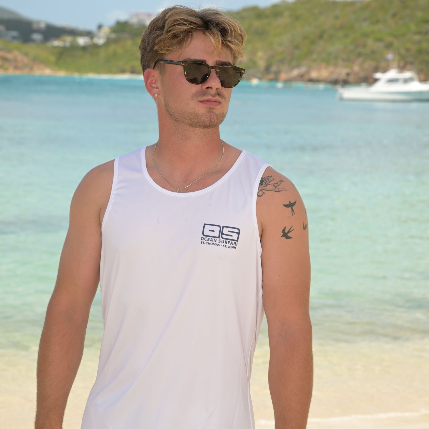 Men&#39;s Performance SPF50+ Tank White