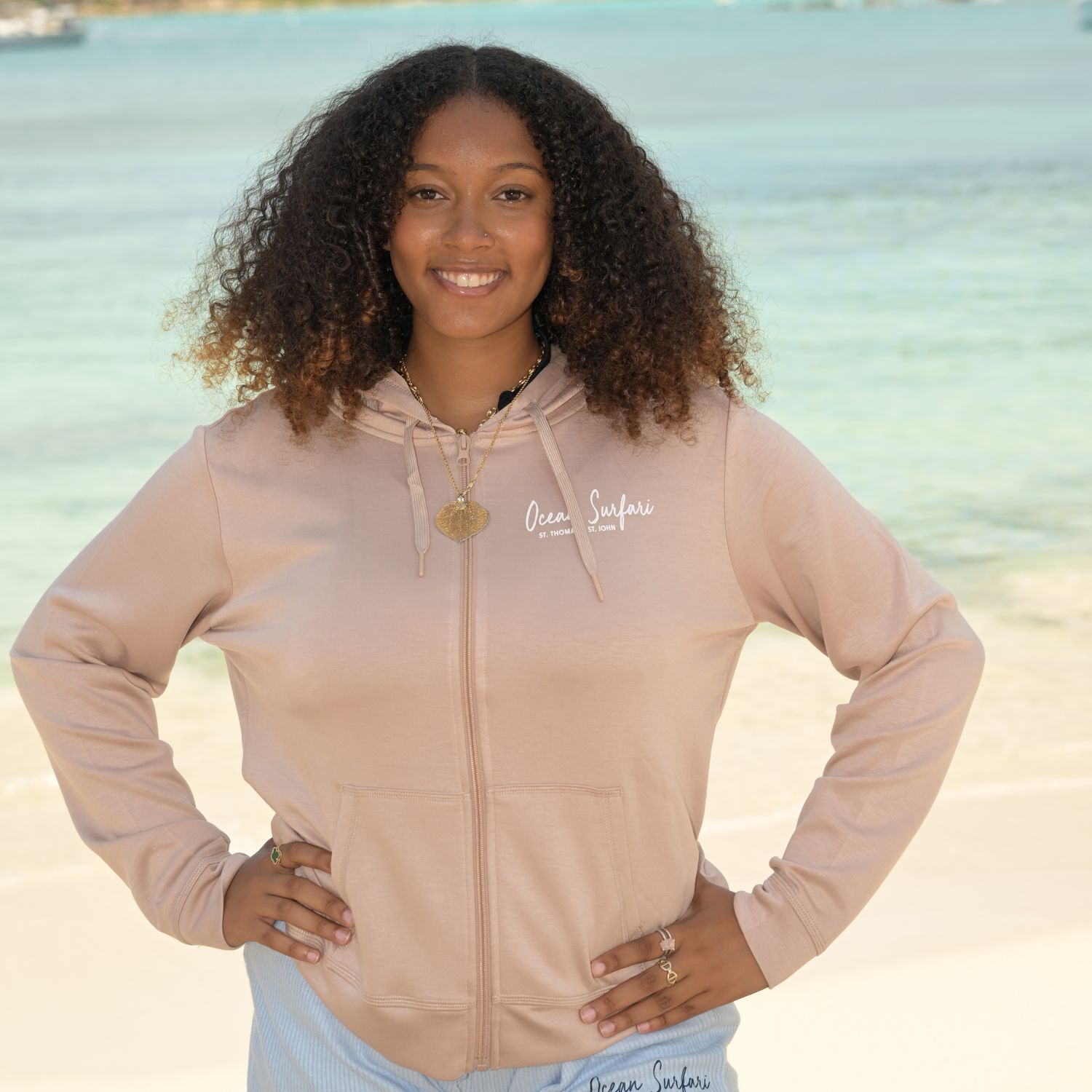 Ladies Cloud Fleece Full Zip Nude