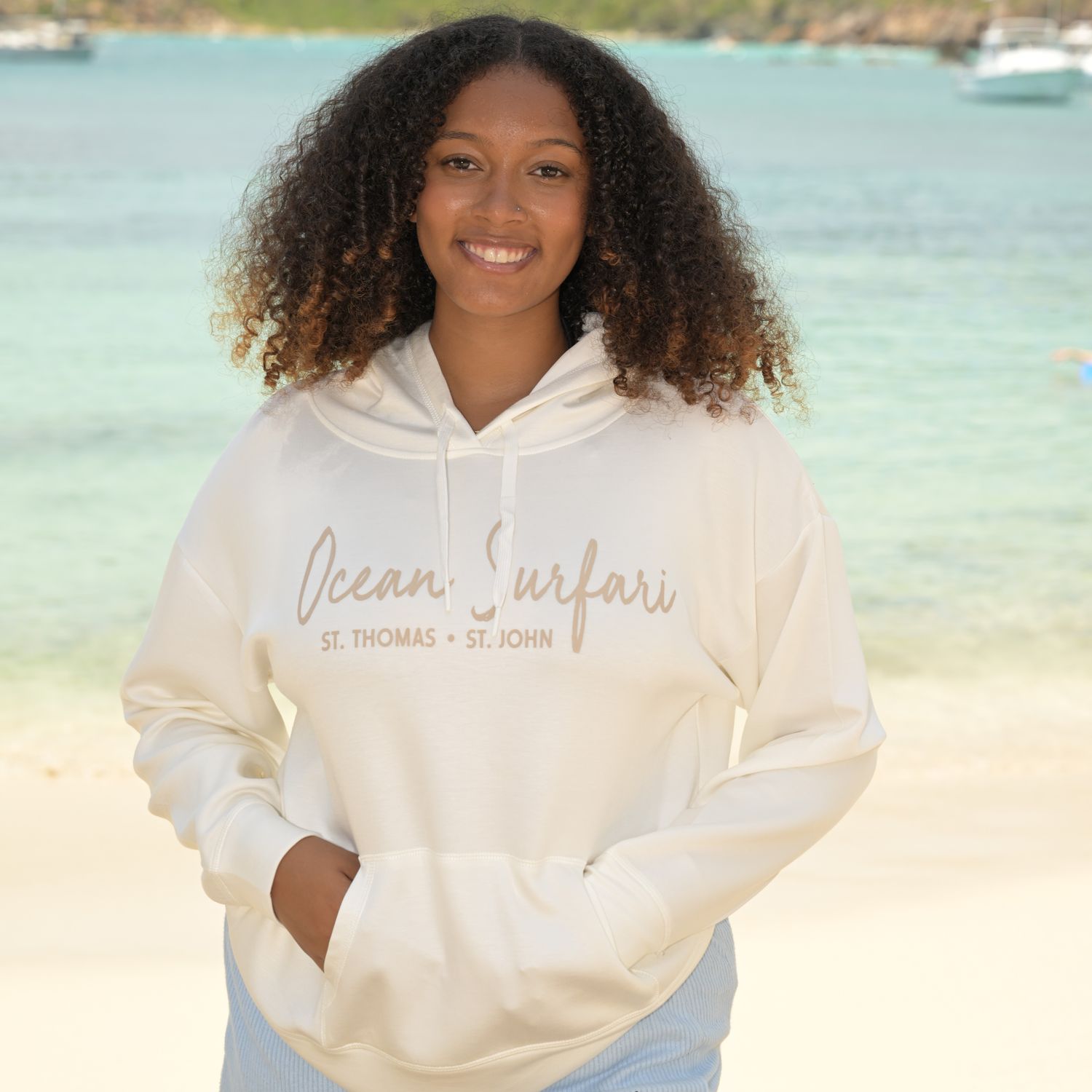 Ladies Cloud Fleece P/O Hoodie Bright Ivory