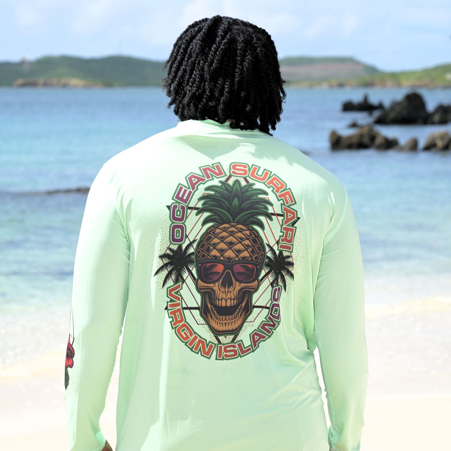 OS SPF 50+ Performance Men&#39;s LS Island Vibes - Mint