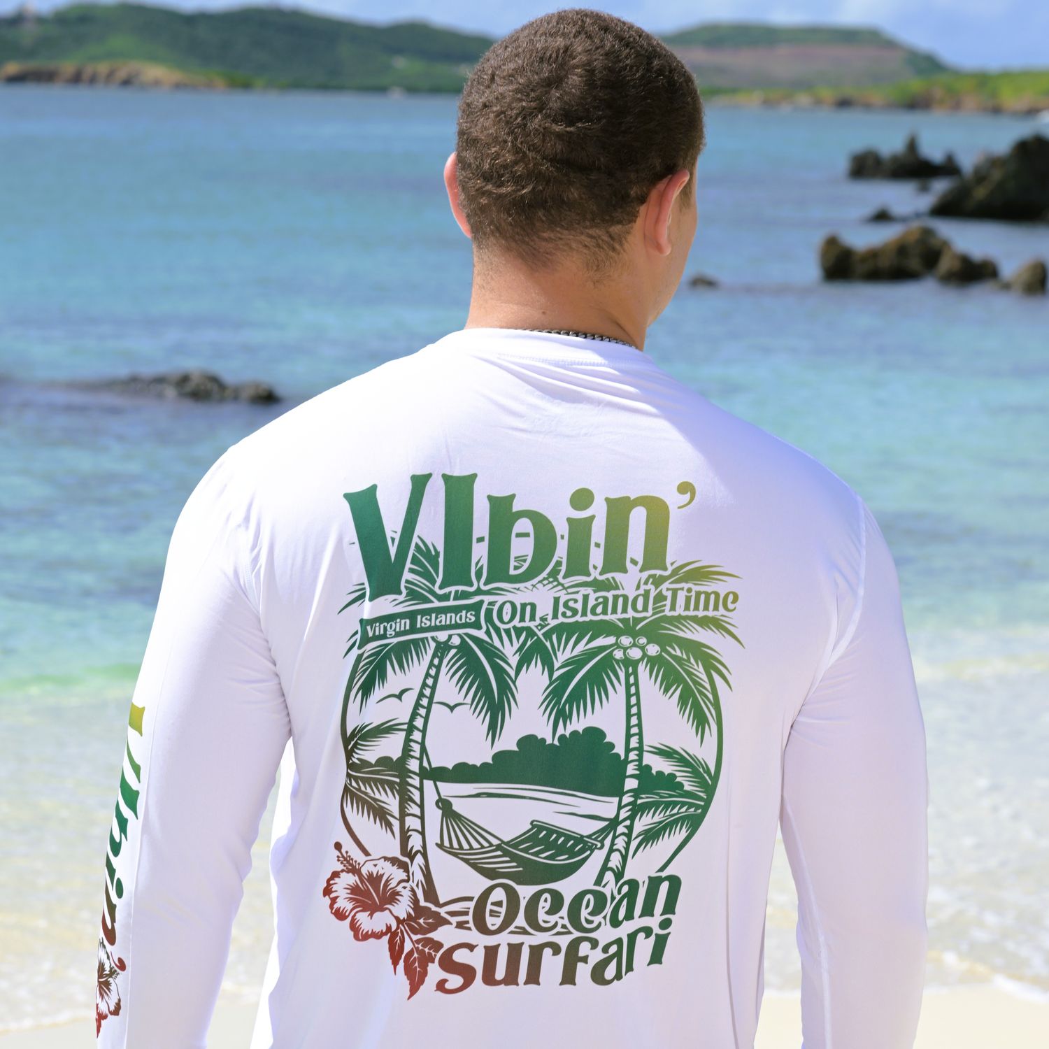 OS SPF 50+ Performance Men&#39;s LS Vibin&#39; - White