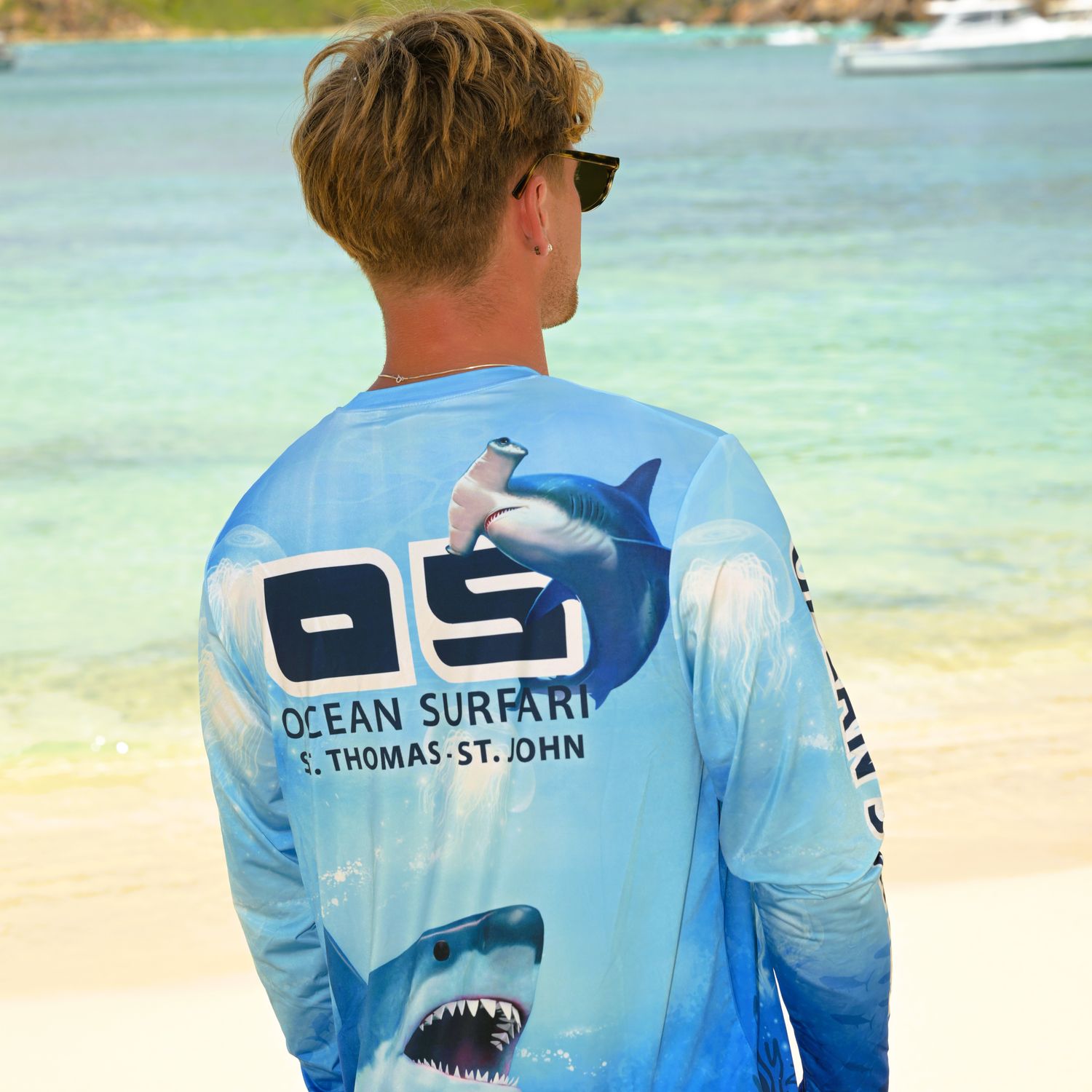 OS SPF 50+ Performance Men&#39;s LS Sharks