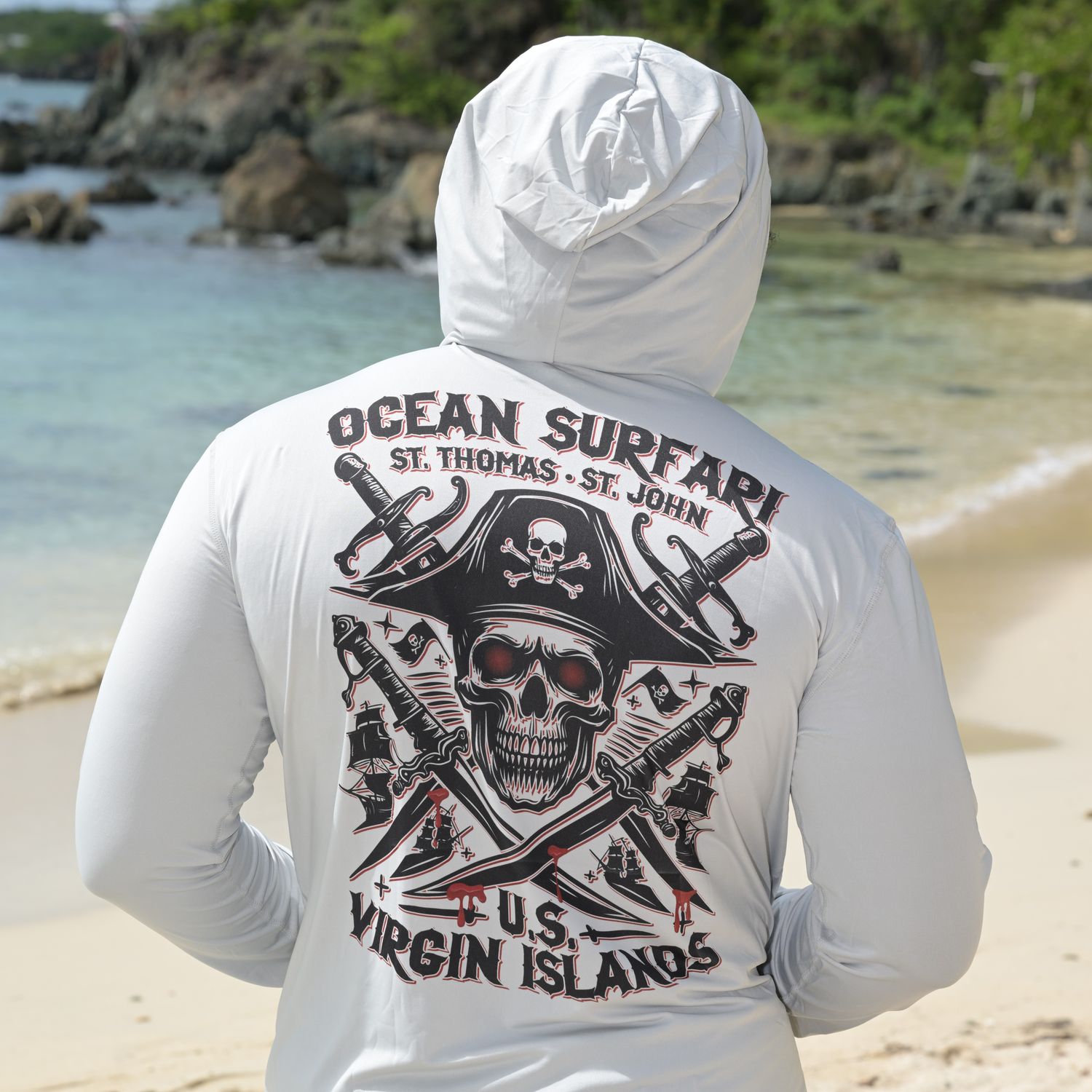 OS SPF 50+ Performance Men&#39;s Hoodie Pirate w/Cutlass -
