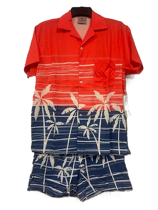 Red/White/Navy Palm Hawaiian Shirt