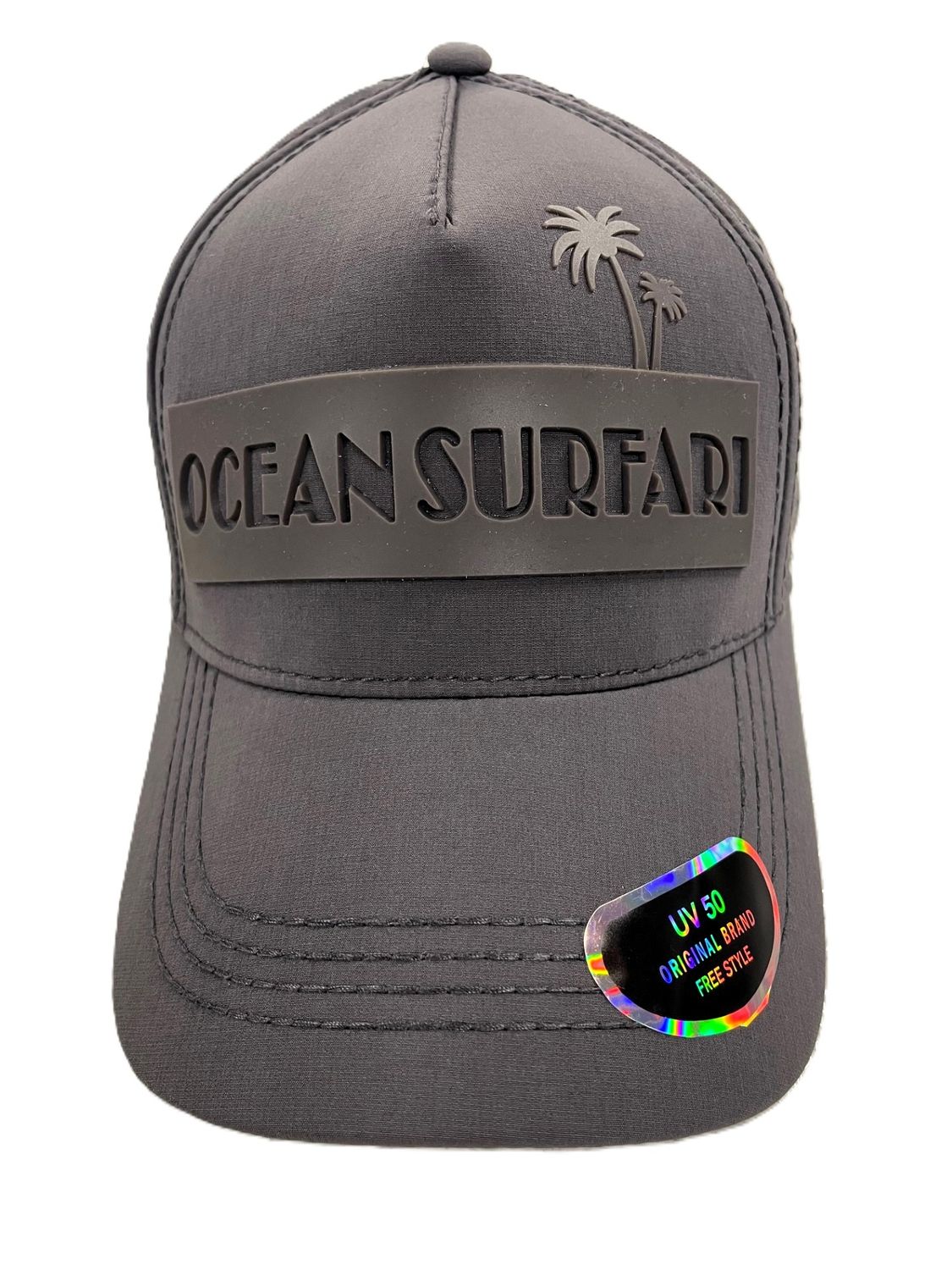OS Laser Cut Mesh Cap w/Rubber Patch, Color: Grey