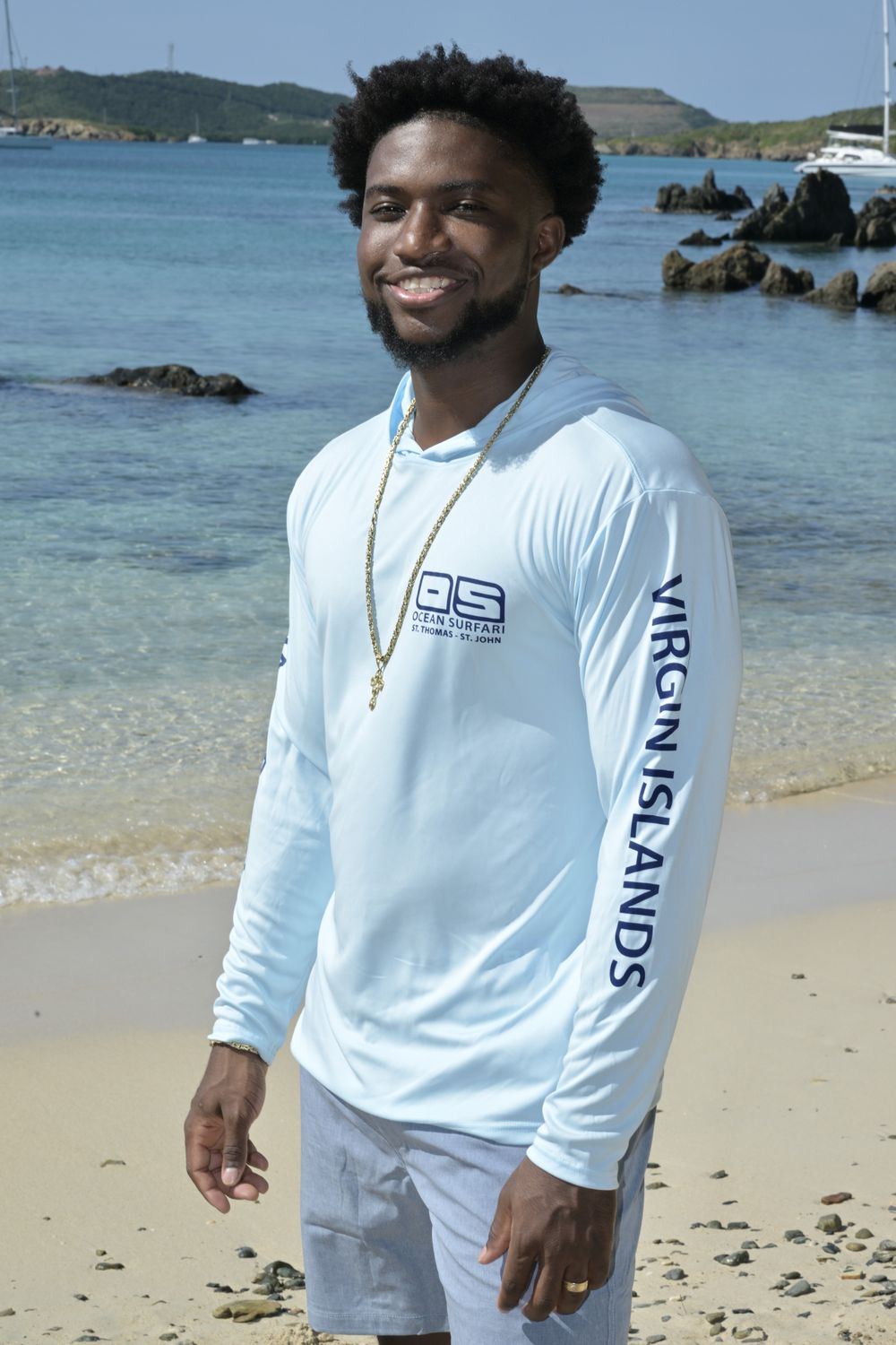 OS SPF 50+ Performance Men&#39;s Hoodie Ice Blue, Size: L