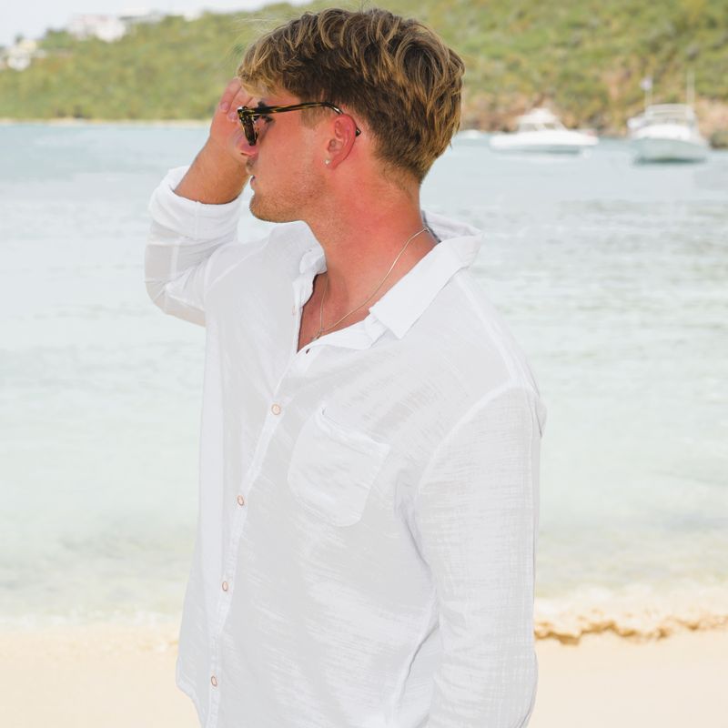 Men&#39;s L/S One Pocket Classic Button Down Shirt - White