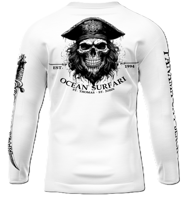 OS SPF 50+ Performance Men&#39;s LS PCB Pirate - White
