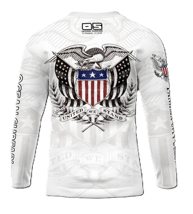 OS SPF 50+ Performance Men&#39;s LS PCB Eagle - White