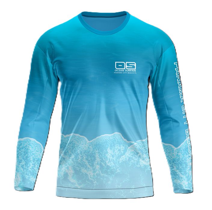 OS SPF 50+ Performance Men&#39;s LS PCB Ocean - Aqua