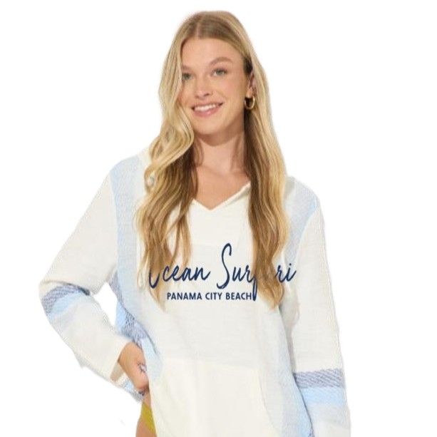 Ladies PCB Texture Baja Hoodie Blue Stripe
