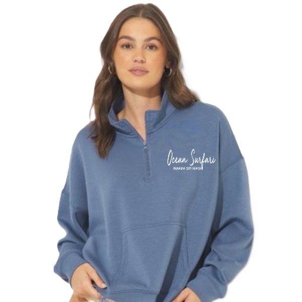 Ladies PCB Cloud Fleece 1/4 Zip Blue Jean