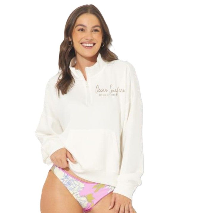 Ladies PCB Cloud Fleece 1/4 Zip Bright Ivory