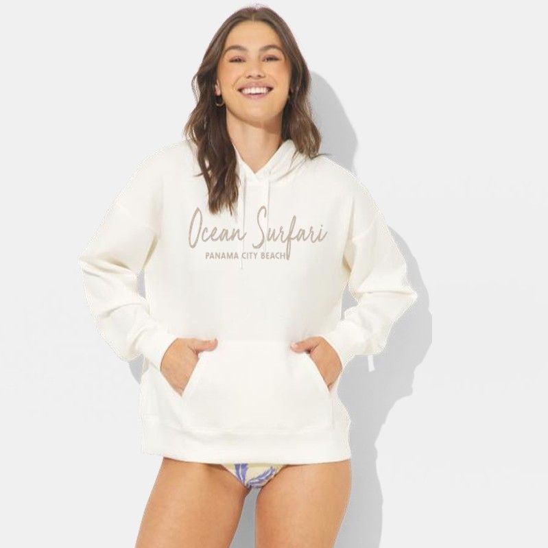 Ladies PCB Cloud Fleece P/O Hoodie Bright Ivory