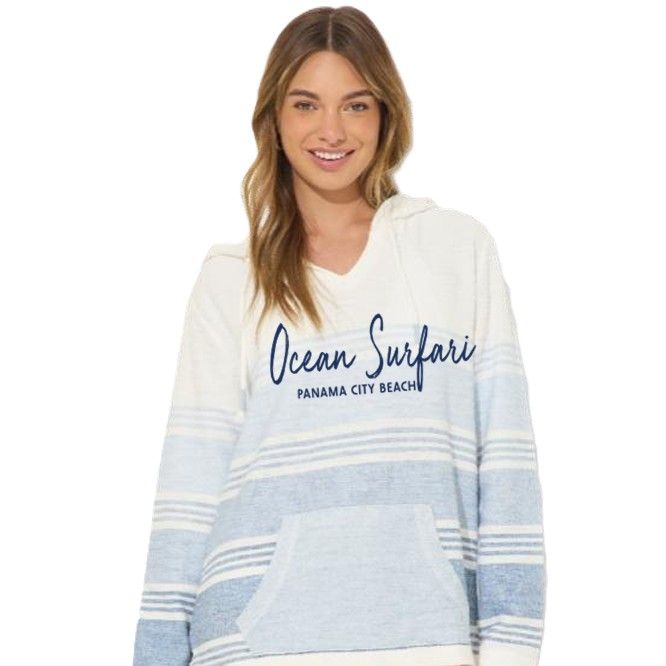 Ladies PCB Printed Ombre Baja Hoodie Bay Blue