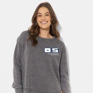 Ladies PCB Burnout Round Hem Crewneck Steel Grey