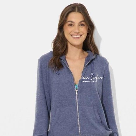 Ladies PCB Brushed Hacci Zip Hoodie Heather Navy
