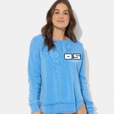 Ladies PCB Burnout Round Hem Crewneck Capri Blue