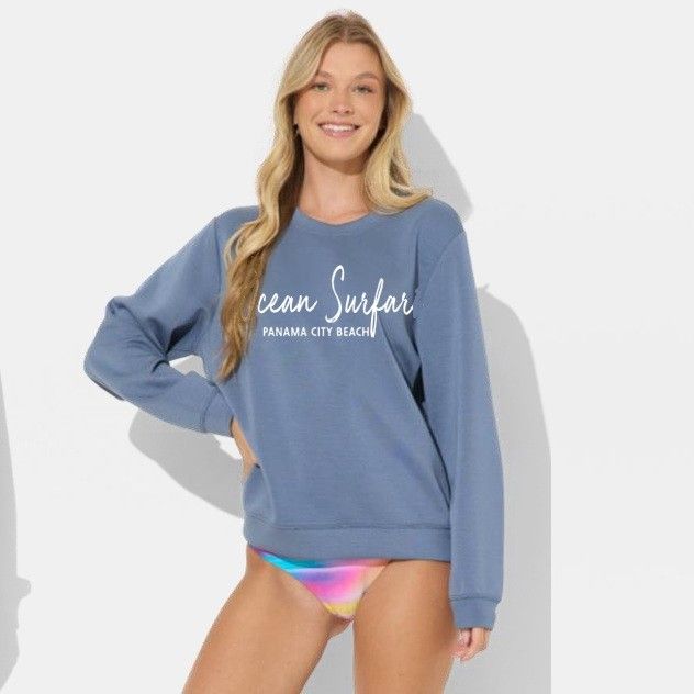 Ladies PCB Cloud Fleece Crewneck Blue Jean