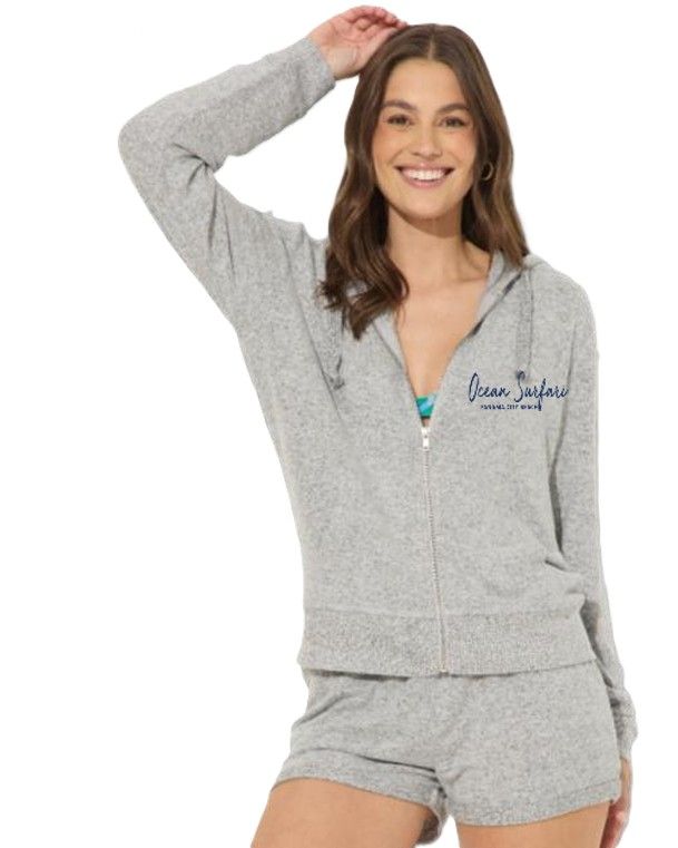Ladies PCB Brushed Hacci Zip Hoodie Heather Grey