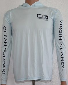 OS USVI SPF 50+ Perf Men&#39;s Hoodie Ice Blue, Size: L