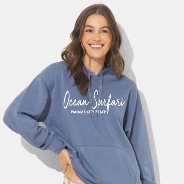 Ladies PCB Cloud Fleece P/O Hoodie Blue Jean