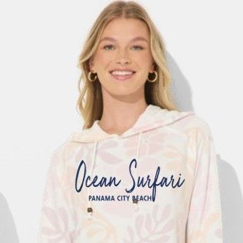 Ladies PCB Retro Hibiscus Hacci Hoodie Pink