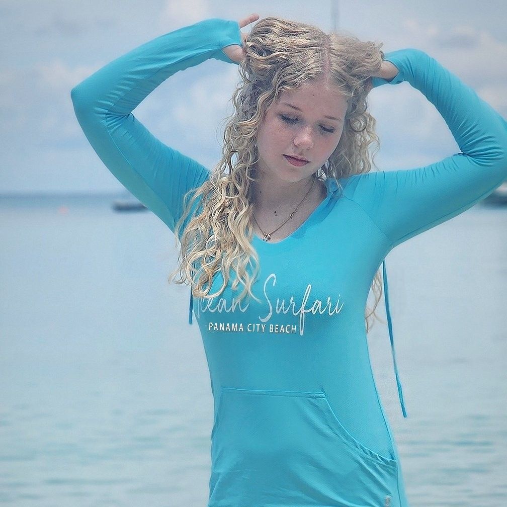 OS PCB Women&#39;s Mesh Hoodie Dress - Lt Blue