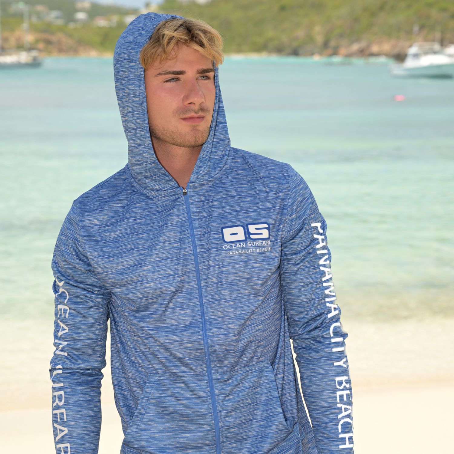 OS SPF 50+ Performance F/Z Men&#39;s LS PCB HPeri Blue