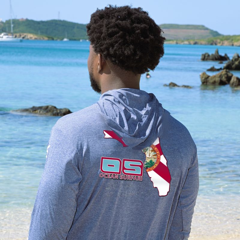 OS PCB SPF 50+ Perf Men's Hoodie FL Flag HTR Navy