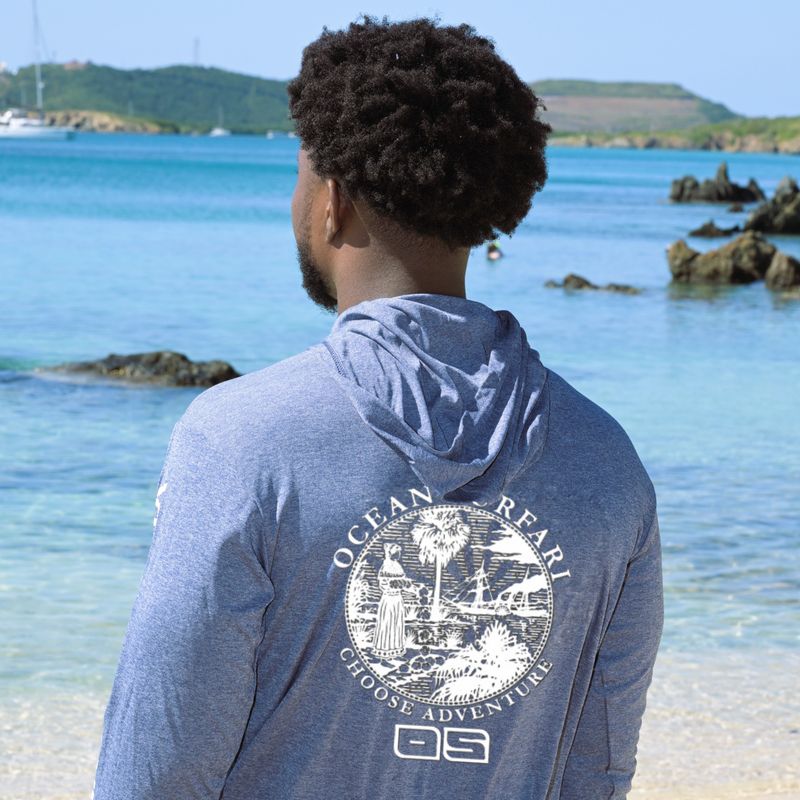 OS PCB SPF 50+ Perf Men's Hoodie HTR Navy - FL Seal