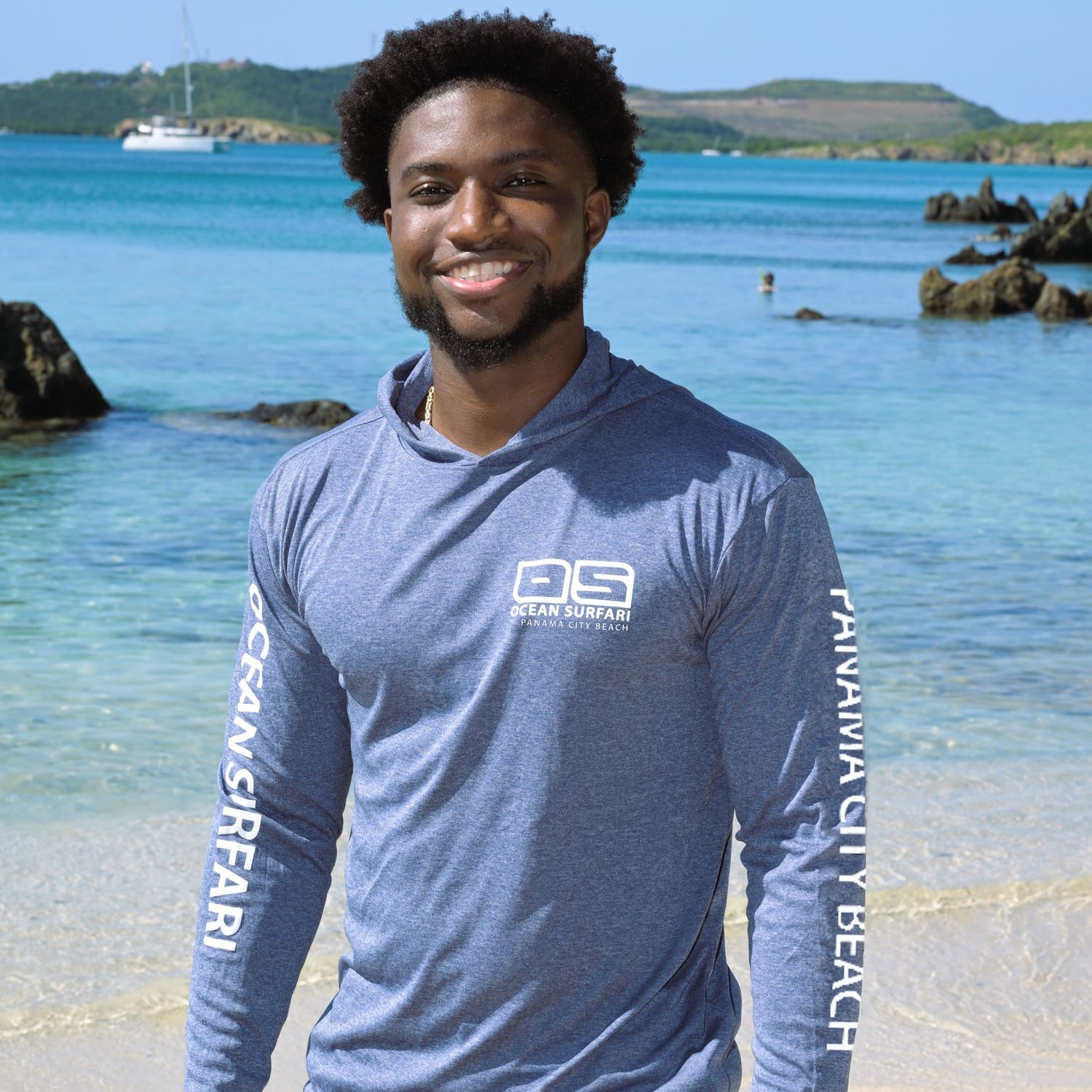 OS PCB SPF 50+ Performance Men&#39;s Hoodie Heather Navy