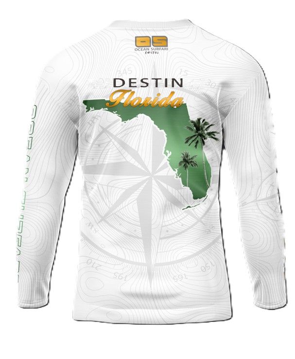 OS SPF 50+ Perf Men&#39;s LS Destin Florida - White