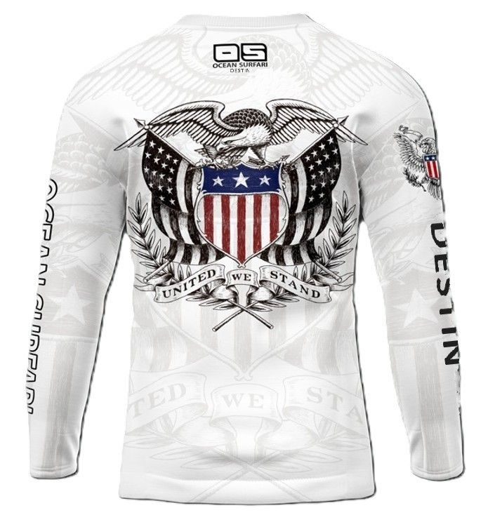 OS SPF 50+ Perf Men&#39;s LS Destin Eagle - White