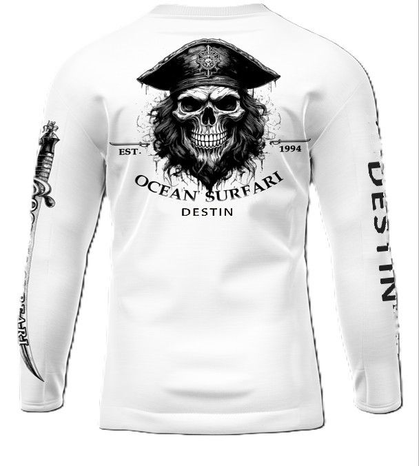 OS SPF 50+ Perf Men&#39;s LS Destin Pirate - White