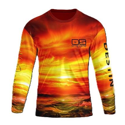 OS SPF 50+ Perf Men&#39;s LS Destin Sunset