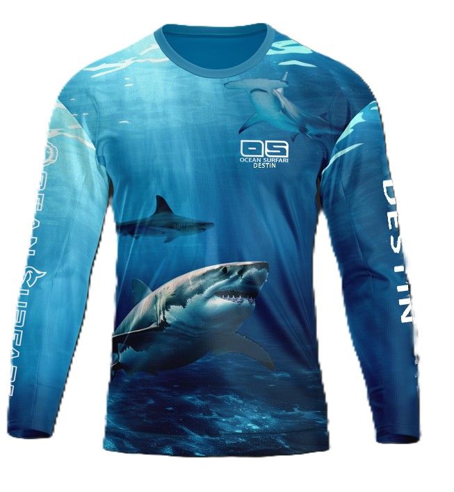 OS SPF 50+ Perf Men&#39;s LS Destin Shark