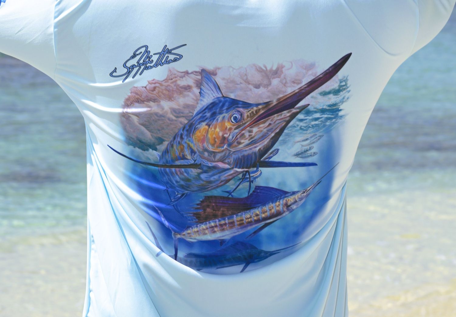 OS SPF 50+ Perf Men&#39;s LS MRLN/Sail PCB Ice