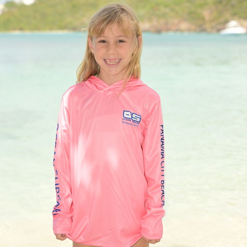OS SPF 50+ Performance Youth Hoodie PCB Light Pink