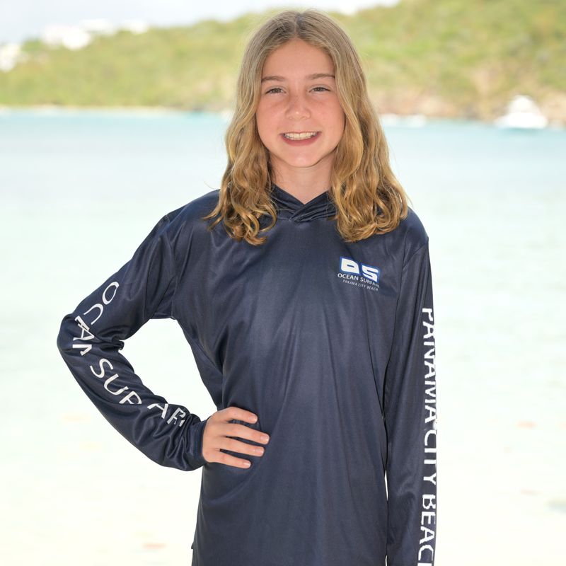 OS SPF 50+ Performance Youth Hoodie PCB Navy
