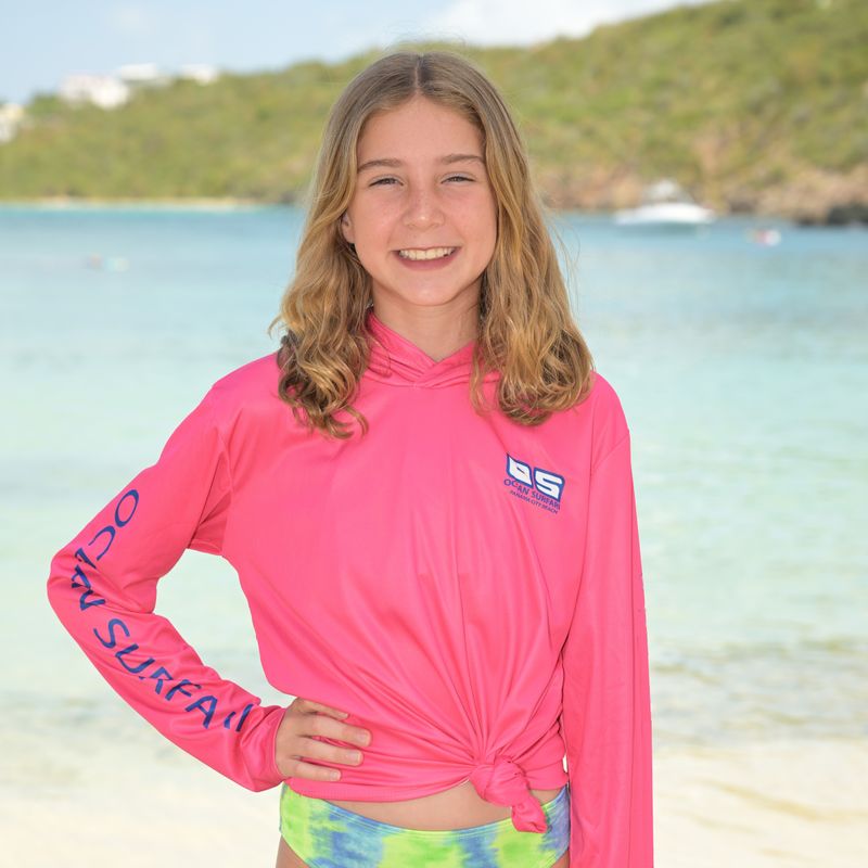 OS SPF 50+ Performance Youth Hoodie PCB Safety Pink