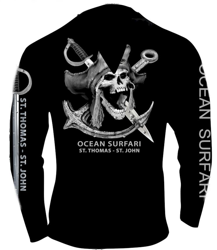 OS USVI SPF 50+ Perf Men&#39;s Hoodie Barnacle Bill BLK